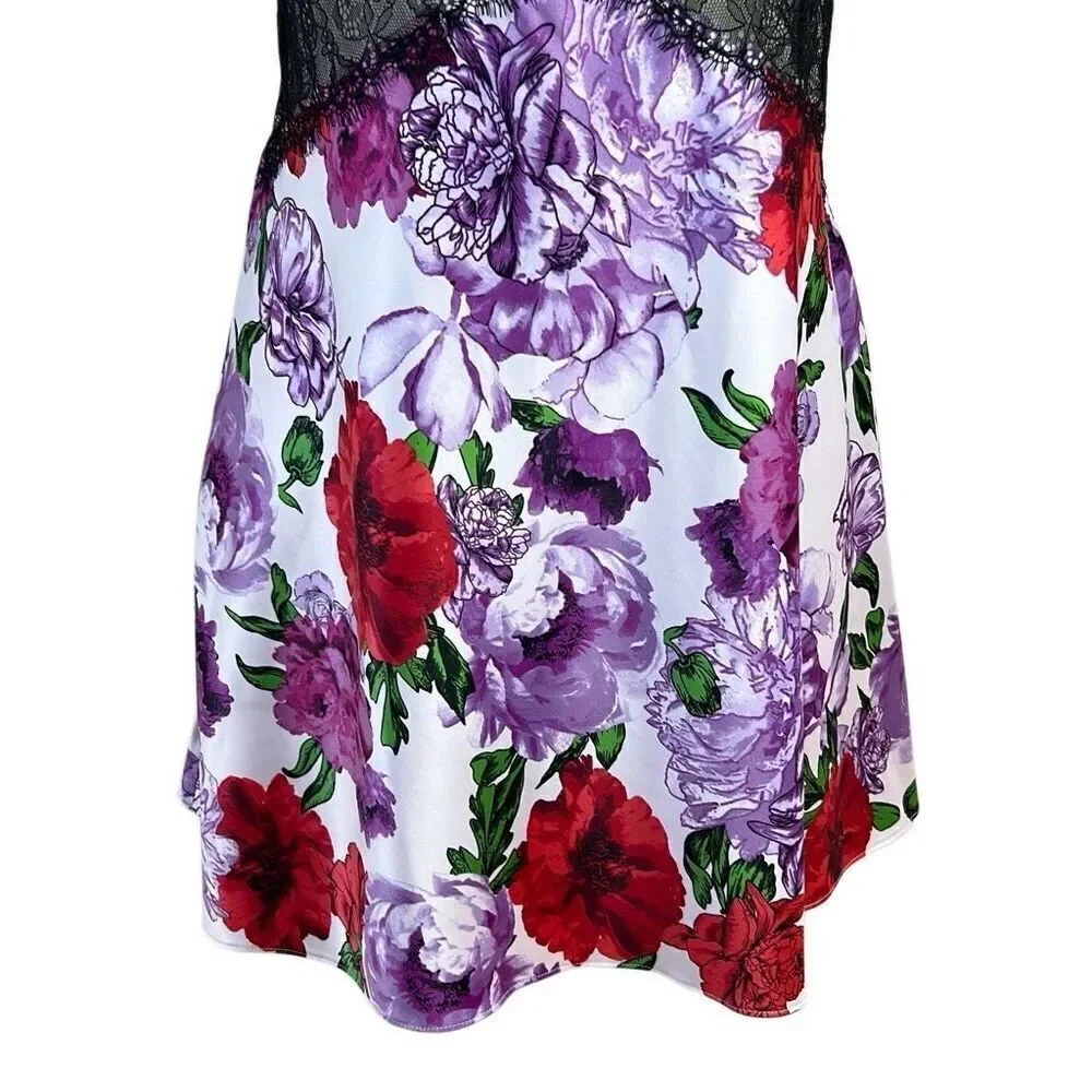 Victoria’s Secret Lace and Floral Cross Back Sheer Top Nightgown Camisole Size L